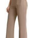 DLOODA Dress Work Pants Women Business Casual Slack Trousers Flare Pants (Beige, XXL)