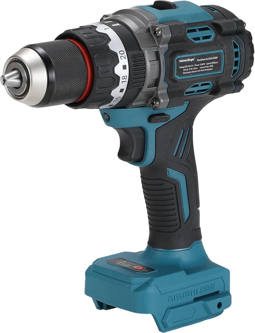 1/2" Brushless Cordless Impact Drill for Makita 18V Battery, 1416 In-lbs (160N.m) Electric Impact Driver Gun, Gyroscope Sensor Anti-Twist Protection, Variable Speed
