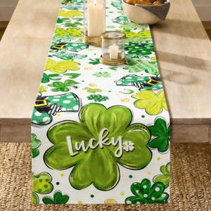 St Patrick's Day Table Runner Linen Farmhouse Country Table Runners 72 Inches Long for Dining Table Decor, Kitchen,Party (13"x71")