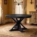 ERYE Retro Style Round Dining Table Functional Wooden Extendable Oval Dining Table with 12" Leaf and Natural Wood Grain Variation Tabletop, 42.5"