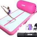 AWSUM Inflatable Air Gymnastics Mat 10ft/13ft/16ft/20ft/23ft Training mat 4/8 inches Thick tumbling mat with Electric Pump for Home/Gym/Outdoor (Pink+air roller)