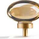 Champagne-Bronze Crystal-Brass Drawer Cabinet Knobs - 5 Pack Glass Brushed Gold pulls Hardware for Dresser Kitchen Bedroom Bathroom