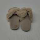 Evshine Women's Fuzzy Slippers Cross Band Memory Foam House Slippers Open Toe 42-43