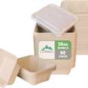 36 oz 60 Pack Large Paper Bowls with Lids, Disposable Bowls Bulk Leakproof and Microwave Safe for Hot/Cold Use (36OZ-60PACK)