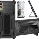 BLU C5L MAX Case Compatible for Blu C5l Max 2024 Phone Case Cover [with Tempered Glass Screen Protector] Hybrid Case [Folding Support Magnetic] [Frosted Anti-Fingerprint] Black