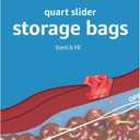 Amazon Basics Slider Quart Food Storage Bags with Stand-Up Bottom, Easy to Fill, BPA Free, 120 Count (Previously Solimo)