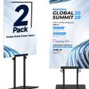 Poster Board Stand for Display, Double-Sided Foam Board Stand Double Visibility with Heavy Duty Stable Base, Foam Board Stand Adjustable Height up to 80" for Mall, School, Restaurant, Exhibition (Black, 2-Pack)
