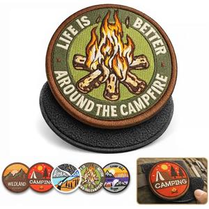 Iron On Patches with Hook and Loop, 3 Inch Embroidered Tactical Patch Set for Backpack Jackets Gear, Durable Sew or Iron On Patches for Outdoor DIY Repair (5 PCS)