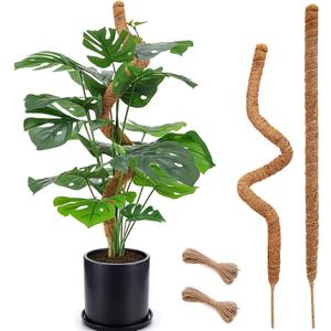 2 Pack Moss Pole, 28 Inch Bendable Moss Pole for Plants Monstera, Moss Poles for Climbing Plants Indoor, Coir Plant Pole Sticks Support Stakes for Potted Plant, Pothos, Philodendron