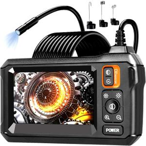 Endoscope Camera with Light, Borescope Camera with 4.3" IPS Screen, 1920P HD with 8 LED Lights, 50 FT Semi-Rigid Cord Bore Scope, IP67 Waterproof Endoscope for Sewer, Tools for Men