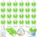 Beeveer 24 Sets 3.5 Inch Mini Baby Bottles for Baby Shower Party Favor Game Plastic Milk Bottles with Thank You Showering Stickers and Bows Thank You Gifts for Guests Candy Decor (Light Green,Animal) (1 Count (Pack of 24))