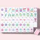 American Mahjong Game Set, 160 Pink Layered Mah Jong Tiles with Tile Bag, Gift-Ready Storage Box, 4 Dice with Pouch, Mahjong Travel Tiles Set, Western Mah Jongg, Majong, Majiang