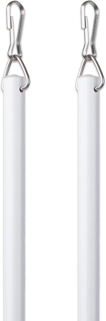 Curtain Wand - Aluminum Curtain and Drapery Pull Rod with Stainless Steel Hardware for Curtains, Draperies, and Room Divider Curtains - 48 Inches, White - Pack of 2
