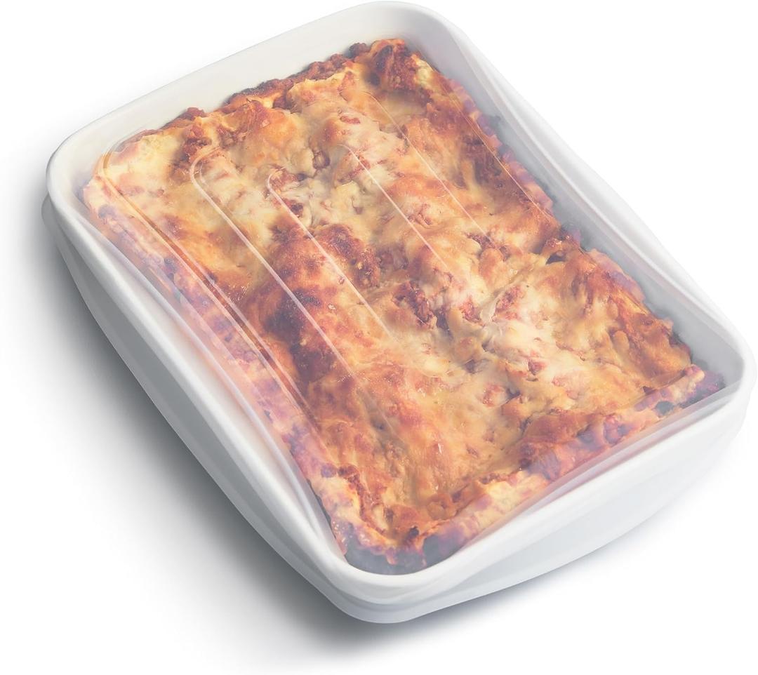 Stasher Reusable Silicone Stretch Lid for Casseroles, Pans, Baking DishesRectangle Replacement Lid, 9x13, Stretchable, Leak-Free, Microwave Safe, Dishwasher Safe, Food Cover, Eco-Friendly, Clear