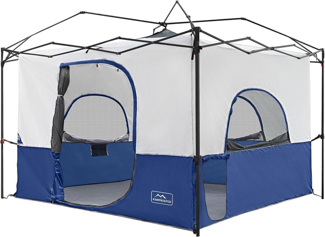 KAMPKEEPER Camping Inner Tent, Converts 10'x10' Straight Leg Pop Up Canopy into Camping Tent, with 1 Dog HoleFully Vented Roof(Canopy & Frame NOT Included), Navy Blue