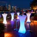 Cocktail Table Covers - 6 Pack 32x43 Inch Table Cloth - White Fitted Stretch Spandex Round High Top Tablecloth for Party, Bar, Birthday, Pub, Banquet