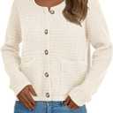 PRETTYGARDEN Women Knit Cardigan Sweaters Fall Fashion Long Sleeve Open Front Button Down Trendy Casual Jacket Winter Clothes (L)