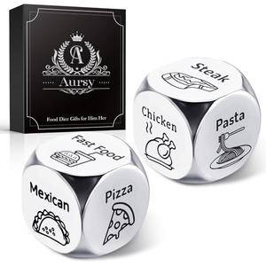Aursy Valentines Day Gifts for Him Her Kids, 2PCS Food Dice, Gifts for Men Women Men Kids Adults, Birthday Gifts for Him Mens Gifts, Couple Wedding Easter Valentines Father Day