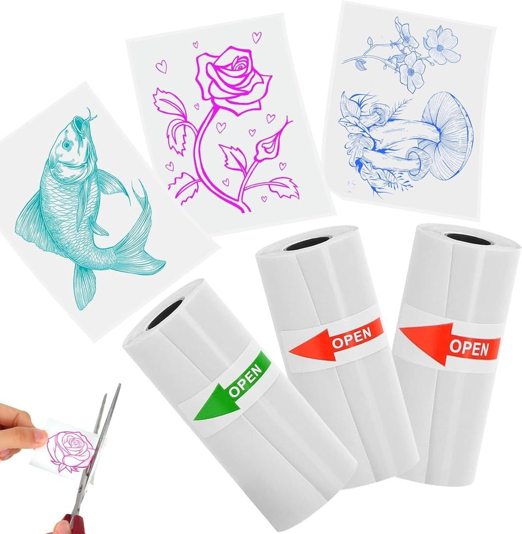 HuiJuKeJi Color Text Transparent Sticker Paper, Mini Printer Paper for Phomemo T02/M02/M02S/M02X/M02Pro, 53x28mm Clear Custom Self-Adhesive Thermal Printer Paper, Print Blue/Pink/Green, 3 Rolls