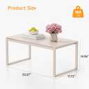 ONBRILL Rectangle Coffee Table with Tempered Glass Desktop, Galvanized Frame Outdoor Coffee Table with Adjustable Feet for Patio, Balcony, Deck, Living Room, Sand, 33.1 inches x 17.7 inches x 14.9 inches