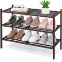Smiry Bamboo Shoe Rack, 3 Tier Free Standing Wooden Shoe Organizer, Stackable Wood Shoe Storage Shelf for Closet, Entryway, 5 Horizontal Slats, 26.8"x11"x18.3", Brown