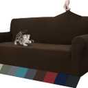 ZNSAYOTX 1 Piece Jacquard Couch Covers for 3 Cushion Couch Living Room High Stretch Sofa Cover Pets Dogs Friendly Anti Slip Thickened Slipcovers Furniture Protector (Sofa, Dark Coffee) (Large (71"-90"))