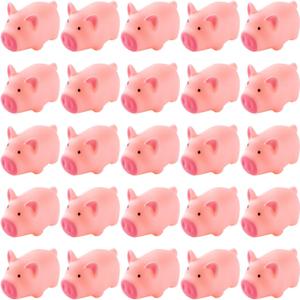 25 Pieces Mini Rubber Pigs Bulk Baby Bath Toy Pink Tiny Piggies Squeaky Pig Toys for Shower Birthday Party Gift Decoration