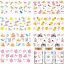 AFRITEE UV DTF Cup Wraps - 8 Sheets Pink Summer Dresses Stickers Uvdtf Tumbler Wrap for 16 oz Glass Cups, Coquettte Bows Beach Ice Cream Pineapple Transfer Decals DIY Water Bottle Creative Decoration