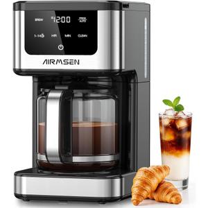 AIRMSEN 14-Cup Programmable Drip Coffee Maker  1000W Fast Brewing Coffee Machine with Timer, Delay Start & 2H Keep-Warm, 73oz Tank, Touchscreen & Glass Carafe  Perfect for Home & Office Use
