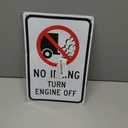 Ylens Garage Decor Sign No Idling - Turn Engine Off (with No Idling Graphic) Safety Sign Caution Warning Sign Tin Metal Decor Sign 8x12