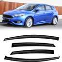 Rain Guards for 2012-2018 Ford Focus Sedan & Hatchback (Not fit rs), Out-Channel Window Visor Shields Vent Deflector Shade Wind Dark Smoke 2013 2014 2015 2016 2017 12 13 14 15 16, Outside-Mount, 4PCS