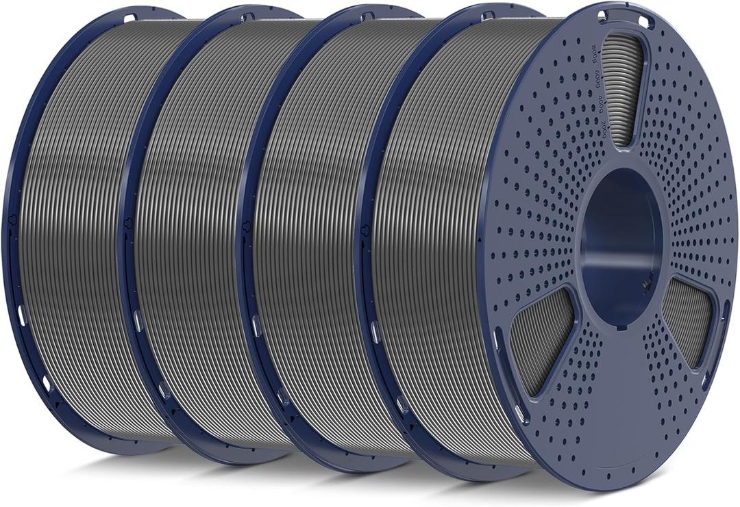 SUNLU 4kg PLA 3D Printer Filament Bundle, Neatly Wound PLA Filament 1.75mm 0.02mm, Individually Vacuum Packed, 4kg in Total, 1kg per Spool, 4 Pack, 4000g PLA, (Grey+Grey+Grey+Grey)