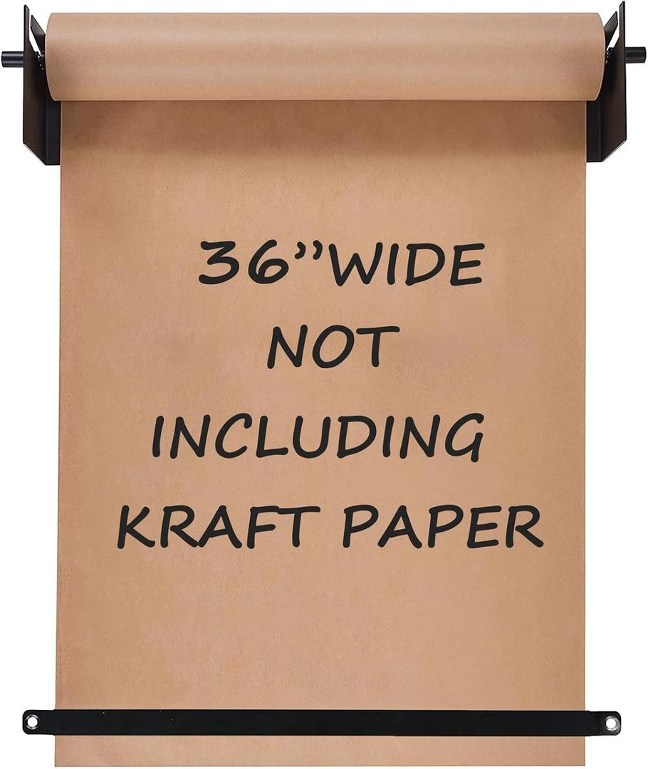 36Kraft Paper Dispenser Holder Wall Mount, Heavy-Duty Paper Cutter Butcher Paper Dispenser to Do Lists, DIY Drawing, Taking Note, Artwork, Daily Special - Black