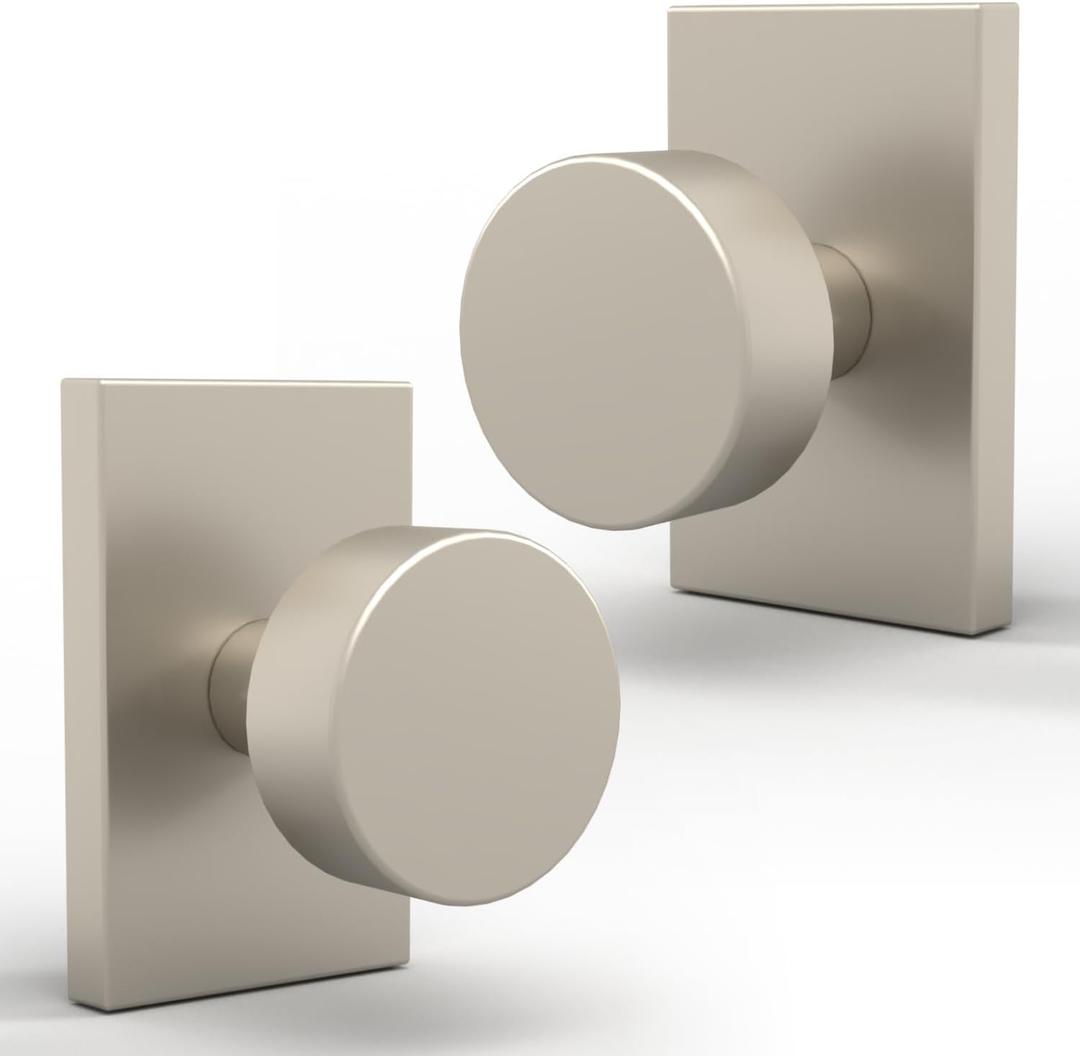 Mega Handles Laura Dummy Door Knob - 2 Pack Heavy Duty Dummy Door Knobs, Non-Turning Satin Nickel Door Knob for Closet & French Doors, Single Side, Fits All Standard Doors - Satin Nickel