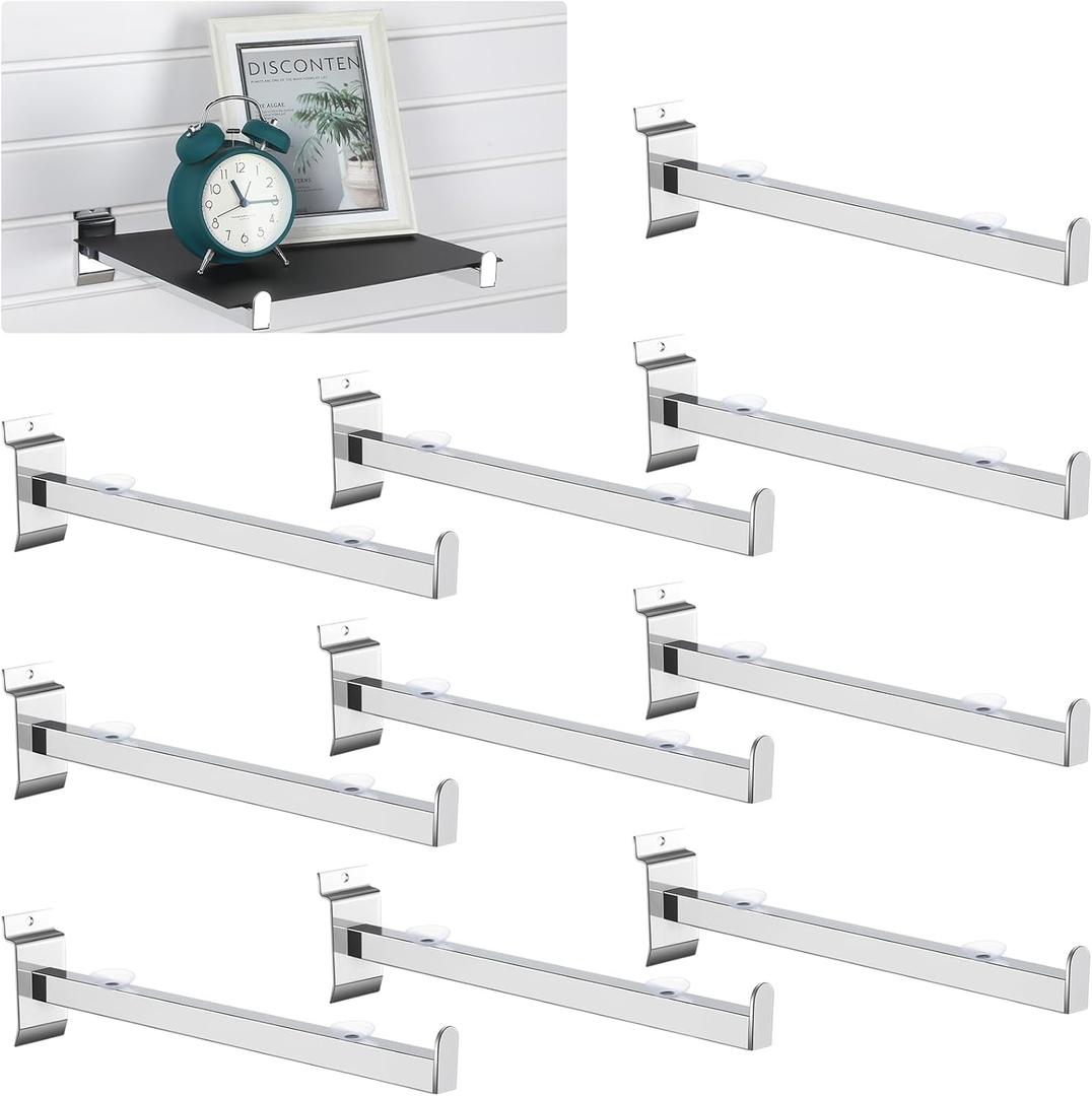 Zonon 24 Pcs 12 Inch Slatwall Shelf Bracket Heavy Duty Hooks Hangers Display Hooks Slatwall Accessories for Panel Retail Shop Garage Room Storage Organizer Exhibition (Silver)
