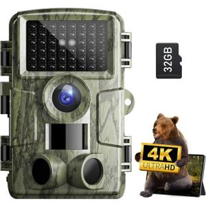 Trail Camera: with Night Vision 4K 48MP 130Wide-Angle Game Camera0.05s Trigger Motion Activated Hunting Camera 98ft IR Sensing IP66 Waterproof,for Outdoor Wildlife Surveillance & Home Security