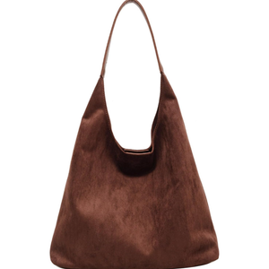 Suede purses for Women 2024 Slouchy Shoulder Bags Soft Leather hobo bag Brown Tote Handbag for Work Everyday