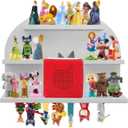 For Tonies Figures Shelf Magnetic,for Tonie box Wall Shelves,for Tonies Characters Organizer,Audio Toy Storage (Holds 45 Figurine),Compatible Charging Station for Kid's Room,Pine,Arch,Large,Gray White (3-Layer)