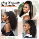 Kinky Straight Ponytail Extension for Black Women,16 Inch Yaki Drawstring Ponytail,Natural-Looking Thick Synthetic Hairpiece for Daily Wear(Natural Black)