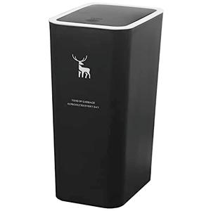 Sooyee 10 Lite Small Black Trash Can with Lid, Plastic, 2.4 Gallon, for Powder Room,Bedroom,Kitchen,Craft Room,Office, Bathroom