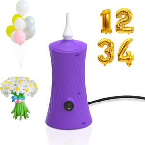 Balloon Pump Electric Air Pump for Long Balloon Inflator Blower Machine for Birthday Party Celebration Balloons Decorations for Twisty Animal Balloons (Purple)