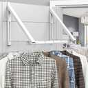 Over The Door Drying Racks for Laundry, Expandable Foldaway Clothes Rail, Suitable for Doors in Bedrooms, Dorms, and Bathrooms, White 2 Rack and A Rod