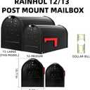 Mirok Large Mailboxes for Outside Post Mount, Black Galvanized Steel Heavy Duty Metal Mailbox, Rust-Resistant Large Capacity Mail Boxes for House Outside, 22 x 10.7 x 8.9 Inches