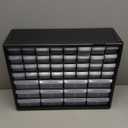 Akro-Mils 24-Drawer Plastic Drawer Storage Cabinet for Garage Organization, Bead Organizer, Building Bricks Storage, Teacher Toolbox, Makeup Organizer, 20" W x 6" D x 16" H, 10124 Black