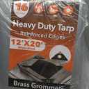 12x20FT Waterproof Tarp, Yumatum 16 Mil Heavy Duty Tarps with Reinforced Edges/Brass Grommets, 100% UV Blocking/Tear Resistant Poly Tarp for Camping, Patio, Tent, Boat(Silver/Black)