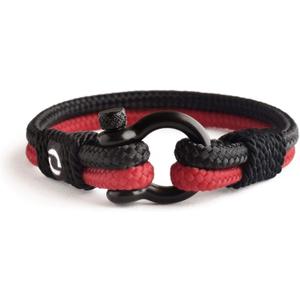 Mens Rope Bracelet - Stainless Steel Black Shackle, Extremely Durable and Scratch Resistant Waterproof Paracord, Handmade, Nautical Wristband for Men