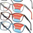 BLOEXCLU Progressive Multifocus Reading Glasses Men Women Blue Light Blocking Readers with Spring Hinge Two-tone Design