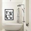 JLXART Funny Bathroom Canvas Wall Art Two Cute Otter Animal Black and White Print for Restroom Toilet Decoration (11x14inch)