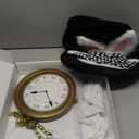 White Rabbit Costume 6Pcs Bunny Dress Up Accessories Set Rabbits Ears Plush Topper Hat Bunny Nose Rabbit Clock Glasses Bow Tie Gloves for Easter Halloween Party Costume