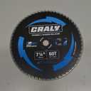 CRALY 7-1/4 Inch 60 Teeth Ultra Fine Finish Wood Cutting Circular Saw Blade, 5/8 Inch Arbor, Carbide Tipped, Thin Kerf, Black Ice Coating, for Plywood, MDF, OSB, Laminated, 2-Pack(C0760FF-2)